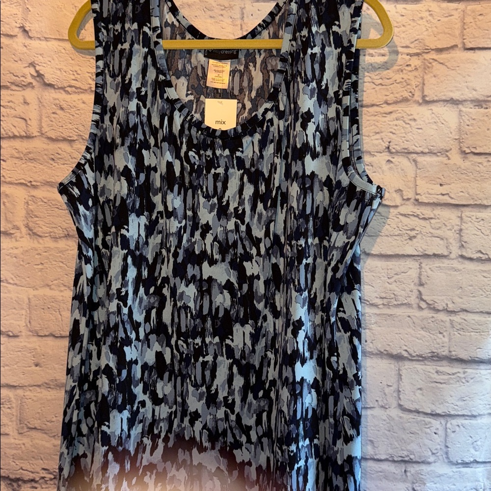 Mi Women's Blue Patterned Tank Top 3XL NWT